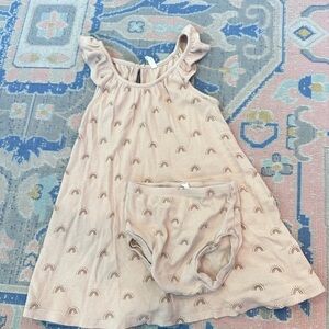 Quincy Mae Rainbow Dress & Bloomers Set 2-3Y Organic Cotton